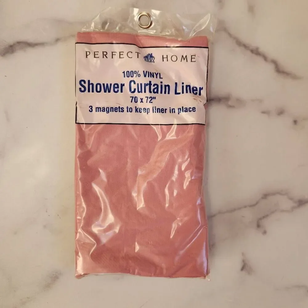 Perfect home 70x72 pink 100% vinyl shower curtain new in package